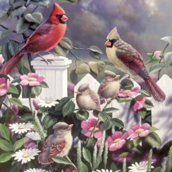 New Bits and Pieces 1000 Piece Jigsaw Puzzle Cardinals and Babies - Picture 2 of 2
